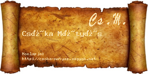 Csóka Mátyás névjegykártya
